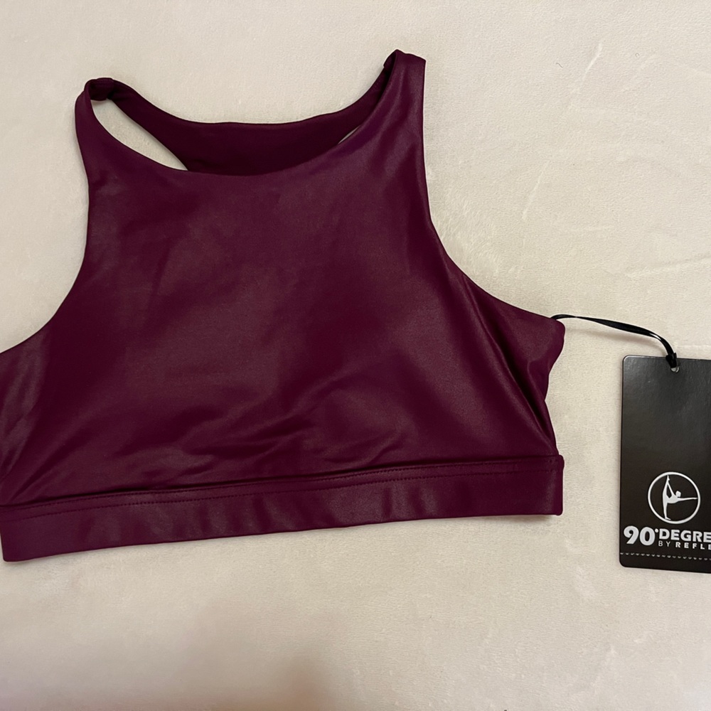 90 Degree by Reflex Sports Bra, M, burgundy